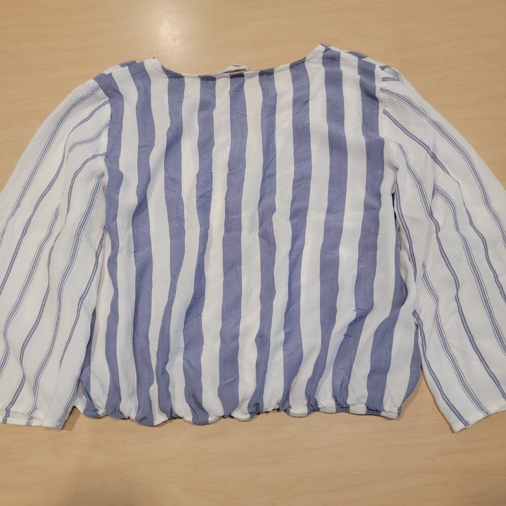Pink Rose Striped Blouse Top Medium - Picture 3 of 5